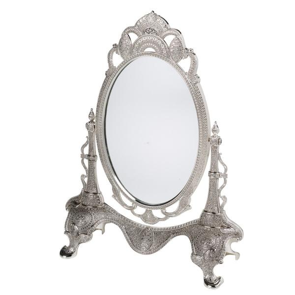Espelho 30cm de Vidro com Moldura de Zamac Silver Plated Marrocos Lyor - L3509 - Lyor Classic