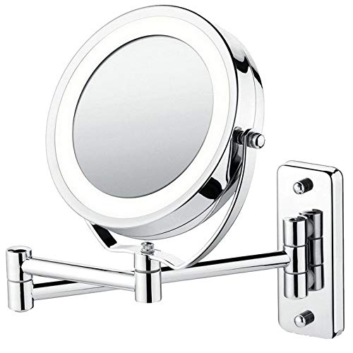 Espelho Articulado Iluminação LED Ampliação 5x Casa Banheiro