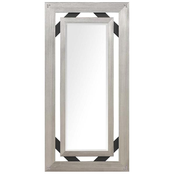 Espelho Bisotado com Moldura Prata e Preto Rústico 107x127cm - Decore Pronto