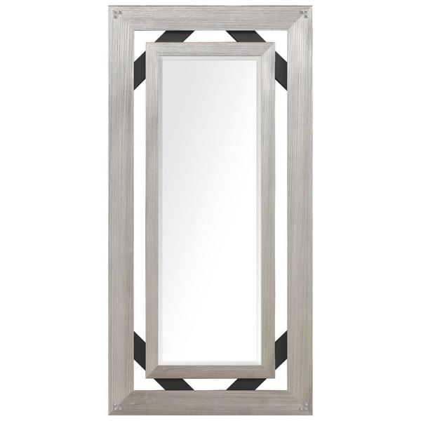 Espelho Bisotado com Moldura Prata e Preto Rústico 87x107cm - Decore Pronto