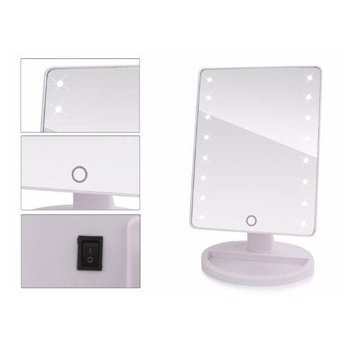 Espelho Camarim de Mesa com 16 Led Portatil Articulado Branco (888415)