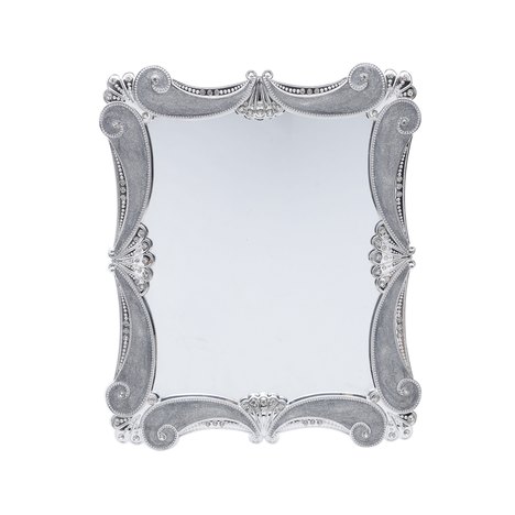 Espelho com Moldura de Plástico 20X25cm Euro Prata Prestige