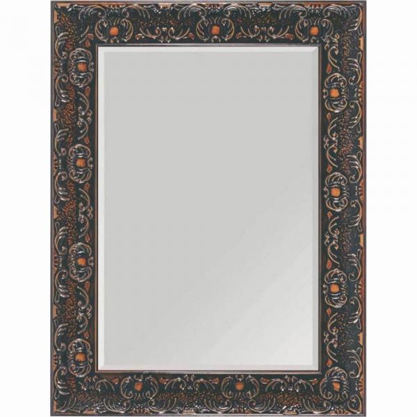 Espelho de Decorativo de Parede com Moldura Marrom e Bisotê 65x85cm - Decore Pronto
