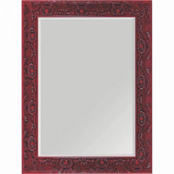 Espelho de Decorativo de Parede com Moldura Vermelha e Bisotê 55x75cm - Decore Pronto