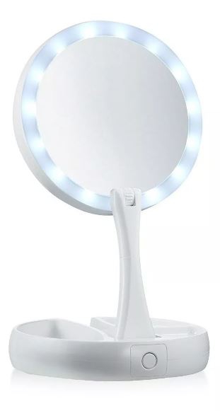 Espelho de Luz Led Dobrável 10x Aumento Maquiagem Portátil - B2t