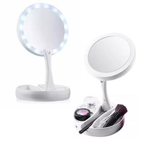 Espelho de Luz Led Dobravel Aumenta 10x Maquiagem Portátil