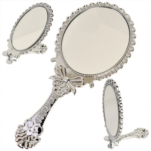 Espelho de Mão para Maquiagem Hj 71721 Dobrável Cor Prata