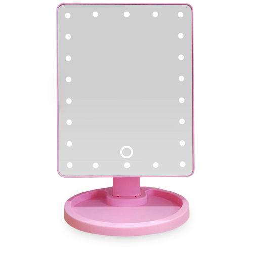 Espelho de Mesa Articulado com Led P/ Maquiagem - Cor Rosa