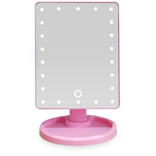 Espelho de Mesa Articulado com Led P/ Maquiagem - Cor Rosa