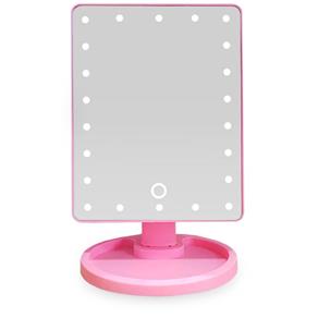 Espelho de Mesa Articulado com Led P/ Maquiagem Cor Rosa