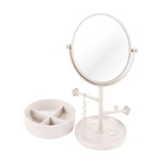 Espelho de mesa branco com aumento Porta Jóias Jacki Design