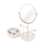 Espelho de mesa branco com aumento Porta Jóias Jacki Design