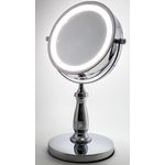 Espelho de Mesa Camarim Facial Banheiro Luz Led Aumento 5x Maquiagem 15cm