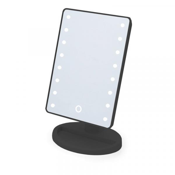 Espelho de Mesa com Led para Maquiagem Portatil - Cor Preto - Rpc