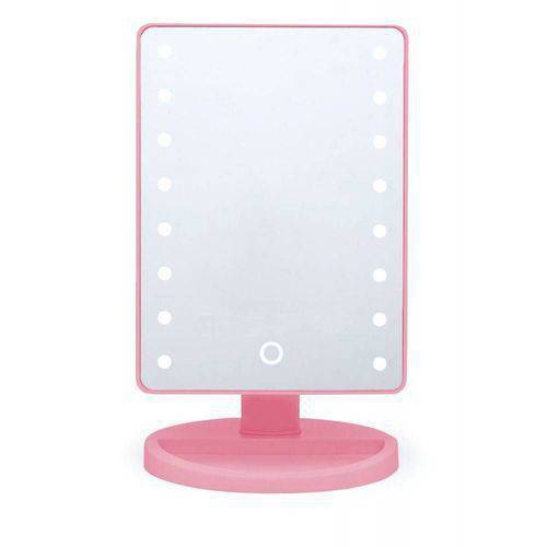 Espelho de Mesa com Led para Maquiagem Portatil - Cor Rosa - Bcs