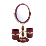 Espelho De Mesa Giratório com suporte para maquiagem vinho
