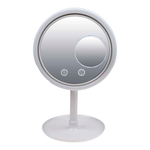 Espelho de Mesa Maquiagem 20 cm com Luz LED Ventilador USB 5x Zoom