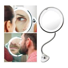 Espelho Led 360 Flexível 10x Aumento Ventosa Maquiagem Barba