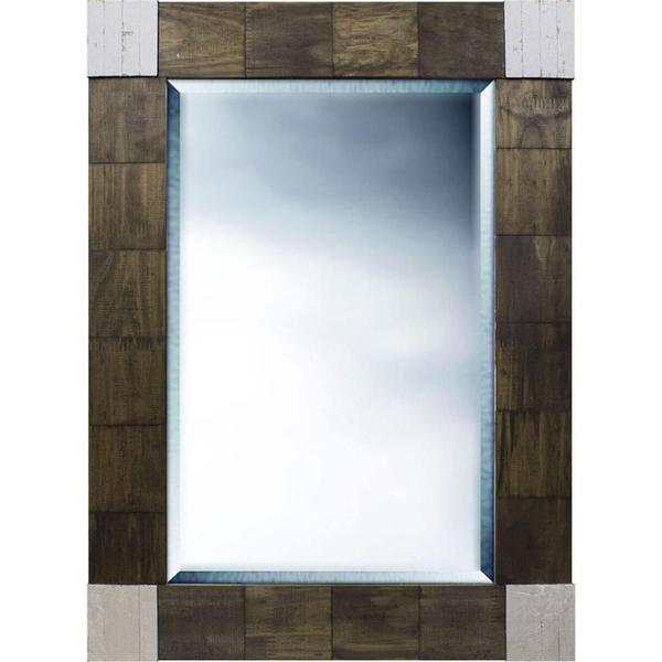 Espelho Madeira de Demolição Rústico Espelho com Bisotê 57x77cm - Decore Pronto