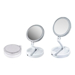 Espelho Maquiagem Dobravél LED Frontal e Traseira