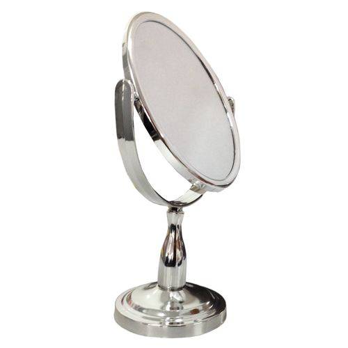 Espelho Mesa 17 Cm Dupla Face Oval Prata
