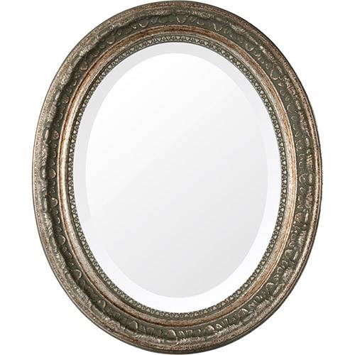 Espelho Oval Bisotê 26416 - (41x50cm) Prata Envelhecido - Ornamental Design
