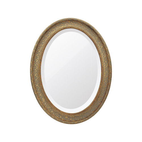 Espelho Oval Bisotê Ouro Envelhecido Grande