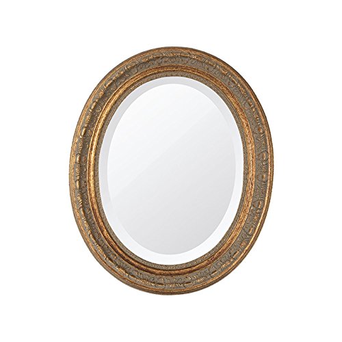 Espelho Oval Bisotê Ouro Envelhecido Médio