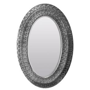 Espelho Oval com Moldura em Metal Acabamento em Prata - Único
