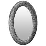 Espelho Oval com Moldura em Metal Prata