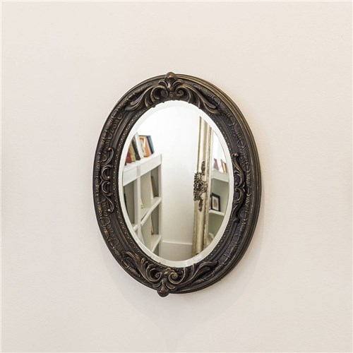 Espelho Oval Ornamental Classic 50Cmx41cm Santa Luzia Marrom Rústico