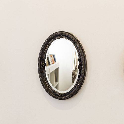 Espelho Oval Ornamental Classic 37cmx25cm Santa Luzia Marrom Rústico