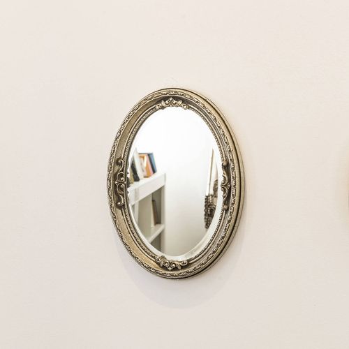 Espelho Oval Ornamental Classic 37cmx25cm Santa Luzia Prata Envelhecido