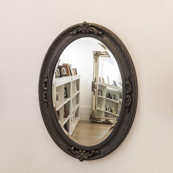 Espelho Oval Ornamental Classic 85cmx66cm Santa Luzia Marrom Rústico