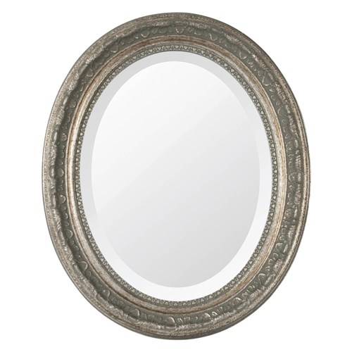 Espelho Oval Ornamental Classic Santa Luzia 50Cmx41cm Prata Envelhecido