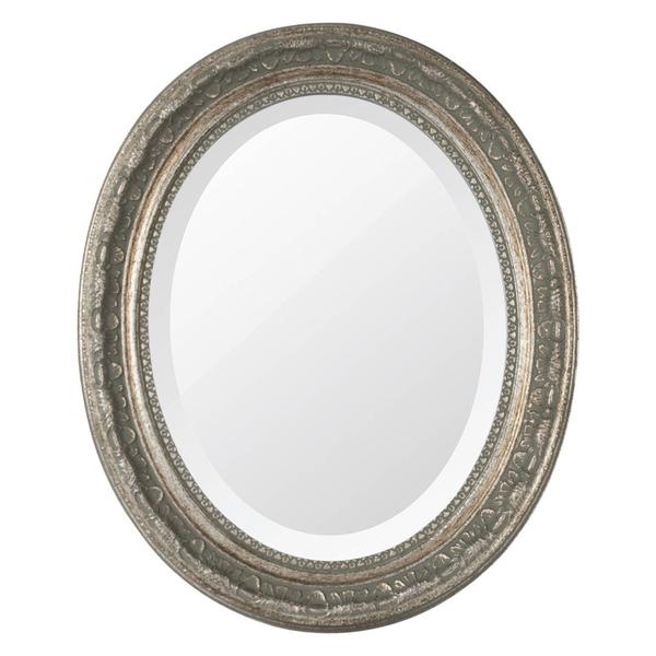 Espelho Oval Ornamental Classic Santa Luzia 50cmx41cm Prata Envelhecido