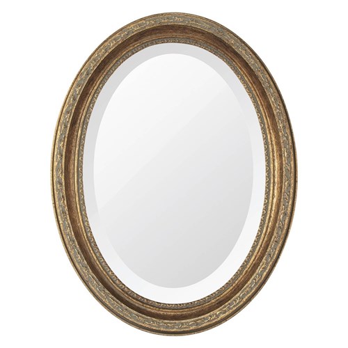 Espelho Oval Ornamental Classic Santa Luzia 37Cmx25cm Ouro Envelhecido