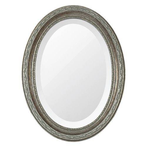 Espelho Oval Ornamental Classic Santa Luzia 37cmx25cm Prata Envelhecido