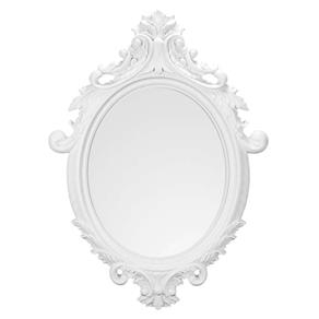 Espelho Oval Rococó Grande com Moldura Branca - 72,5x52,5 Cm