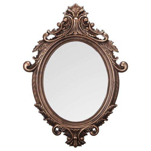 Espelho Oval Rococó Pequeno com Moldura Cobre - 54,5x40 Cm