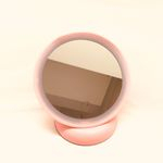 Espelho Redondo De Mesa Luz Led Em Volta P/ Maquiagem Portátil Usb Recarregável