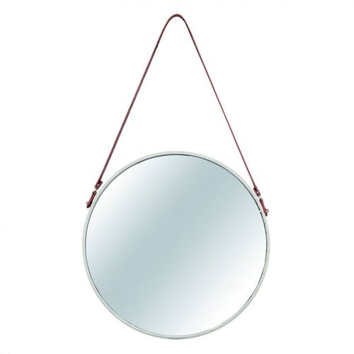 Espelho Redondo Decorativo Luxo Metal Off White 40cm 7975