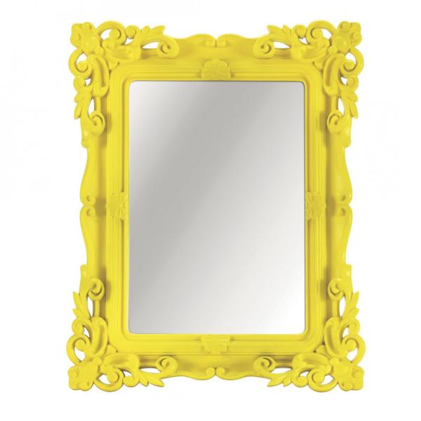 Espelho Retangular de Mesa Arabesco Mart Collection 24cmx19cm Amarelo