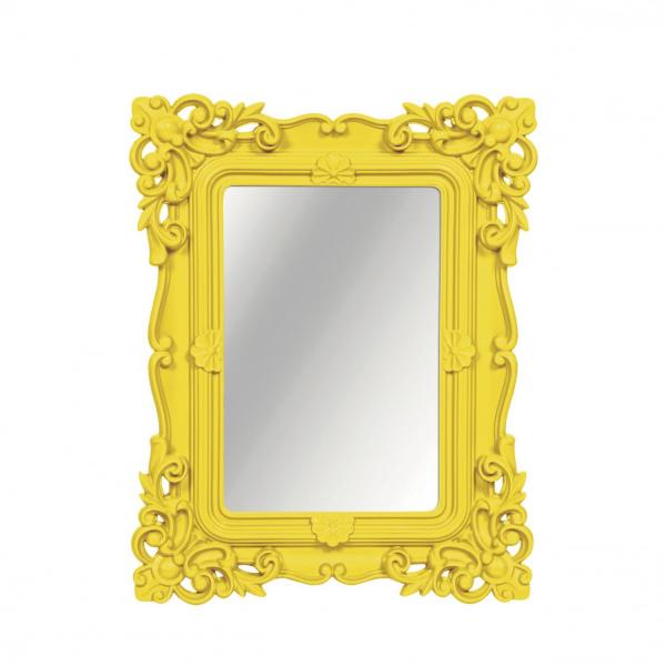 Espelho Retangular de Mesa Arabesco Mart Collection 36,5cmx31cm Amarelo