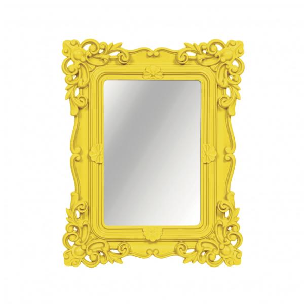 Espelho Retangular de Mesa Arabesco Mart Collection 32cmx26cm Amarelo