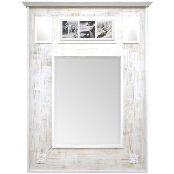 Espelho Rústico Branco Provençal Espelho com Quadro em Preto e Branco 124x180cm - Decore Pronto
