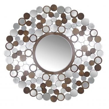 Espelhos C/ Mosaicos de Madeira Sucupira Design Sol - Btc Decor