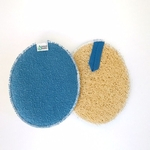 Esponja para Banho Bucha Vegetal Atoalhada Oval Azul
