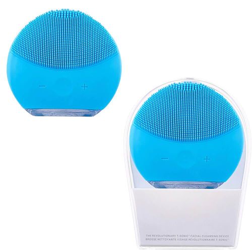 Esponja para Limpeza Facial e Massageador Elétrico Aparelho Escova de Limpeza Facial - Azul