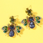 Estilo brincos de diamante gota de óleo de flor abelha animais grandes marcas brincos criativo cor do diamante
